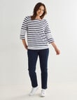 Line 7 Raydar Stripe Cotton 3/4 Sleeve Top, Navy & White product photo View 03 S