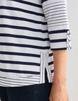 Line 7 Raydar Stripe Cotton 3/4 Sleeve Top, Navy & White product photo View 04 S