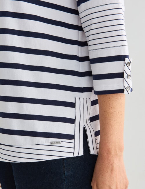 Line 7 Raydar Stripe Cotton 3/4 Sleeve Top, Navy & White product photo View 04 L