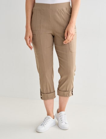 Line 7 Rolled Hem Capri Pant, Brown product photo
