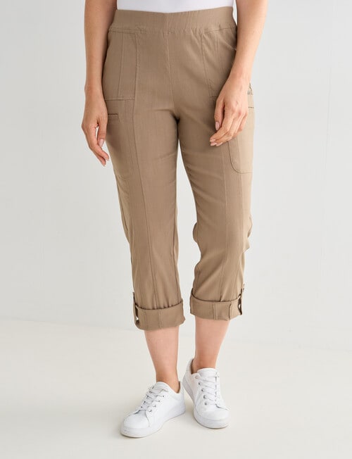 Line 7 Rolled Hem Capri Pant, Brown product photo
