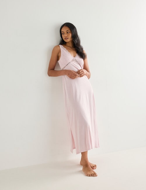 Whistle Sleep Lace Bodice Nightie, Blush product photo View 03 L