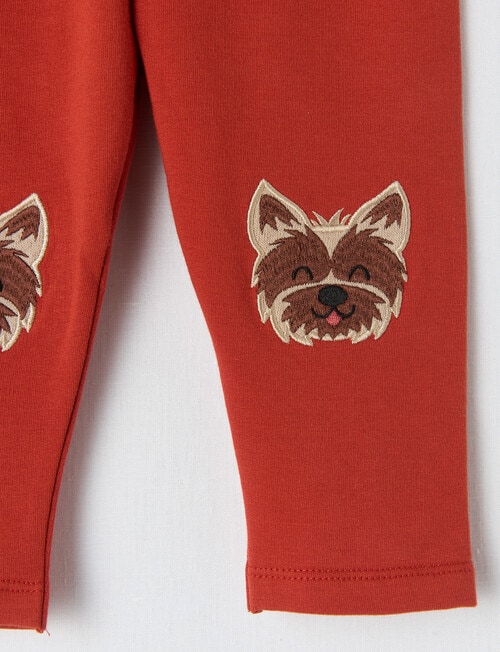 Teeny Weeny Dog Knee Patch Fleece Pants, Intense Rust product photo View 02 L