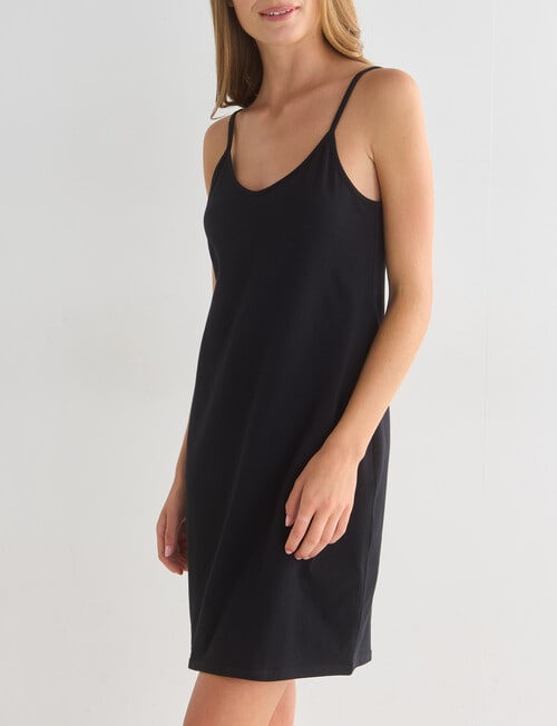Lyric Cotton Slip Mid Length, Black product photo