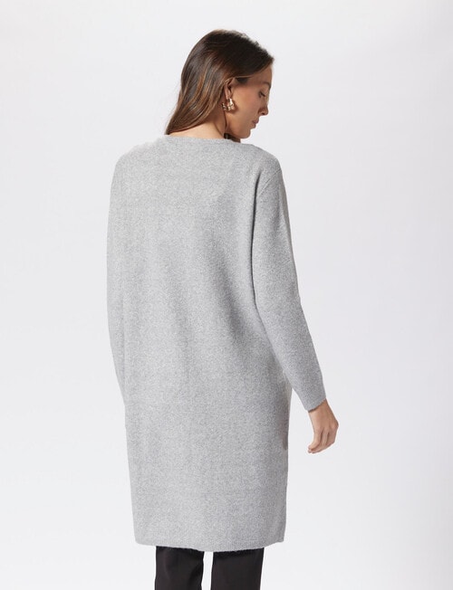 Vero Moda Doffy Long Open Cardigan, Light Grey product photo View 02 L