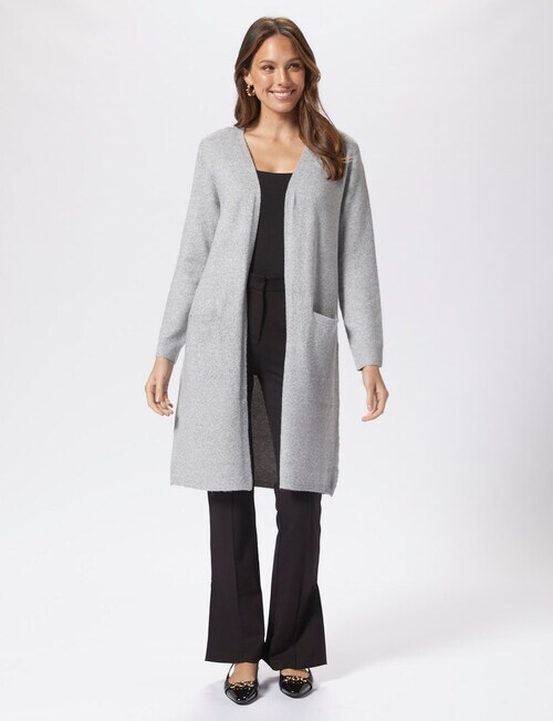 Vero Moda Doffy Long Open Cardigan, Light Grey product photo View 04 L