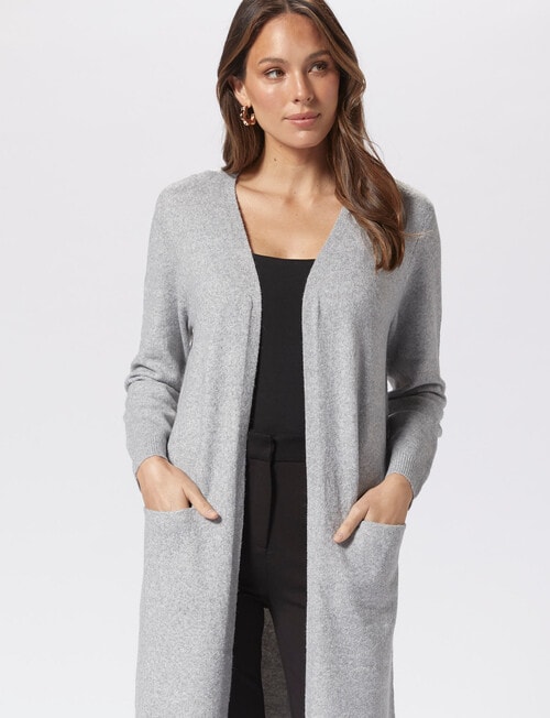 Vero Moda Doffy Long Open Cardigan, Light Grey product photo View 05 L
