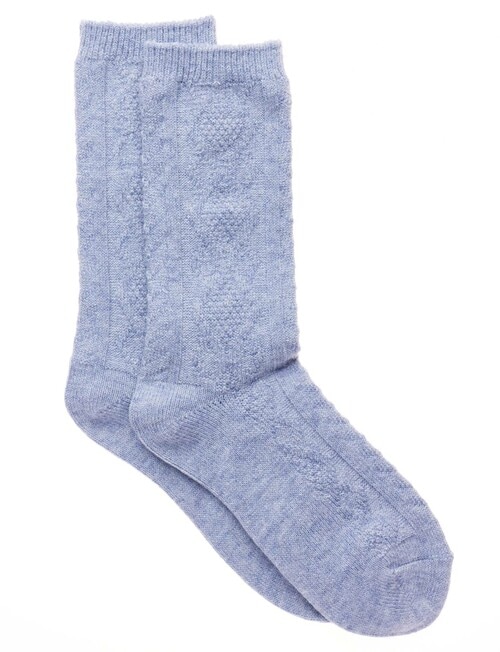 Simon De Winter Winter Warm Diamonds Crew Sock, Royal Shadow Marle product photo View 02 L