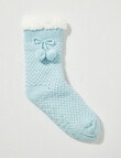 Simon De Winter Sherpa Lined Textured Knit Sock, Blue product photo