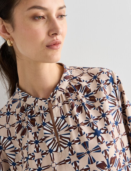 Jigsaw Antonia Geometric Print High Neck Top, Beige product photo View 06 L