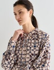 Jigsaw Antonia Geometric Print High Neck Top, Beige product photo