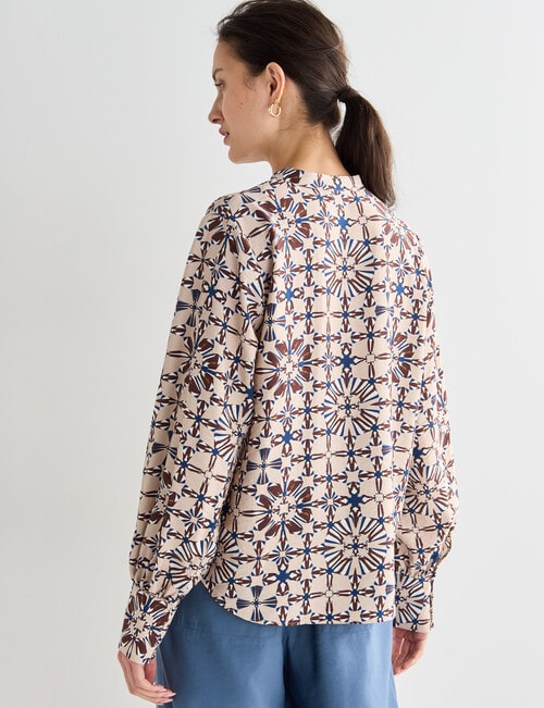 Jigsaw Antonia Geometric Print High Neck Top, Beige product photo View 02 L