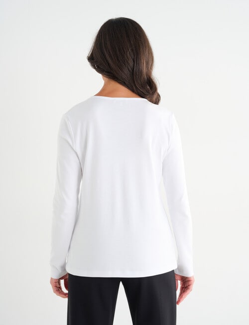 Ella J Long Sleeve Cotton Tee, White product photo View 02 L