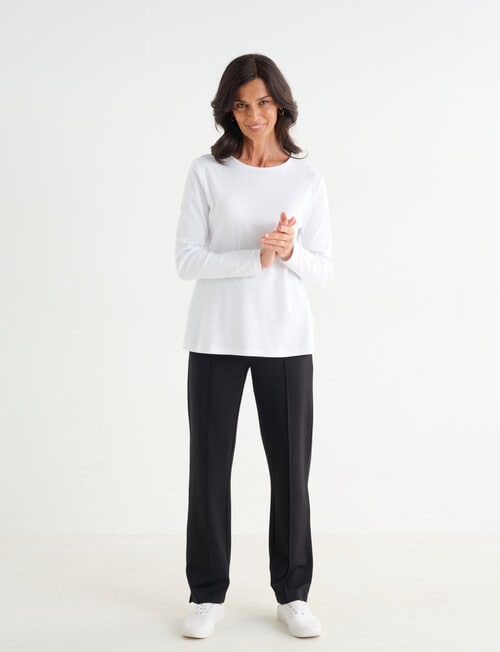 Ella J Long Sleeve Cotton Tee, White product photo View 03 L