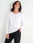 Ella J Long Sleeve Cotton Tee, White product photo View 05 S