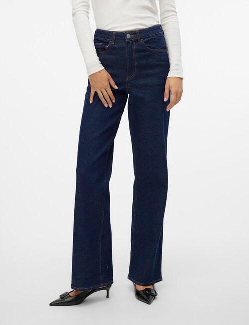 Vero Moda Rebecca Wide Denim Jean, Dark Blue product photo View 03 L