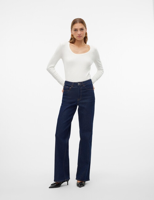 Vero Moda Rebecca Wide Denim Jean, Dark Blue product photo View 05 L