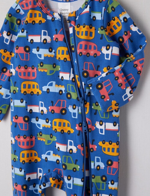 Teeny Weeny Sleep Car Stretch Cotton Sleepsuit, Blue product photo View 02 L