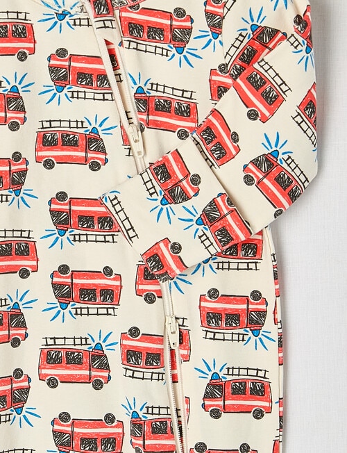 Teeny Weeny Sleep Fire Engine Stretch Cotton Sleepsuit, Radiant Red product photo View 02 L