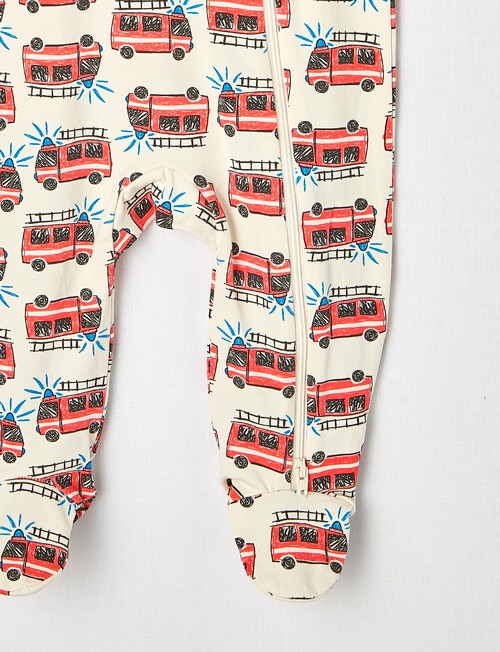 Teeny Weeny Sleep Fire Engine Stretch Cotton Sleepsuit, Radiant Red product photo View 03 L