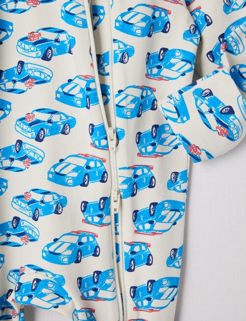 Teeny Weeny Sleep Car Stretch Cotton Sleepsuit, Vanilla product photo View 02 L