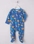 Teeny Weeny Sleep Dino Stretch Cotton Sleepsuit, Gentian Blue product photo