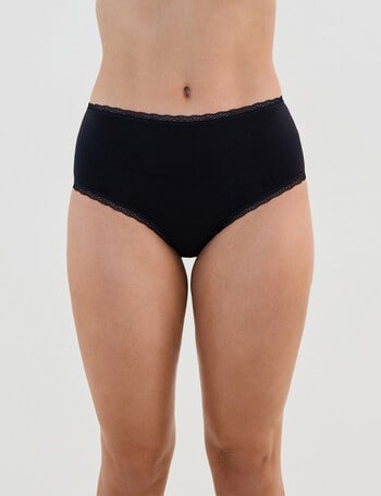 Bendon Stretch Cotton Full Brief, Black, S-2XL product photo