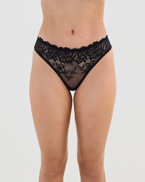 Bendon All Lacey Thong, Black, XS-2XL product photo