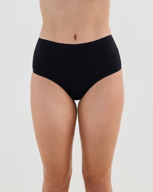 Bendon Cotton And Lace Full Brief, Black, S-2XL product photo