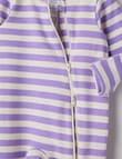 Teeny Weeny Sleep Stripe Stretch Cotton Sleepsuit, Meta Mauve product photo View 02 S