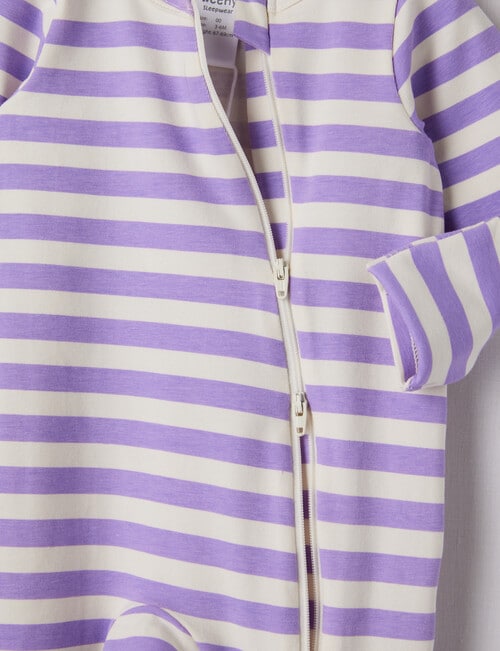 Teeny Weeny Sleep Stripe Stretch Cotton Sleepsuit, Meta Mauve product photo View 02 L