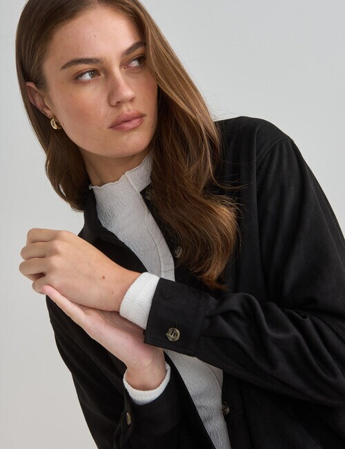 Mineral Chauncey Suedette Shacket, Black product photo View 04 L