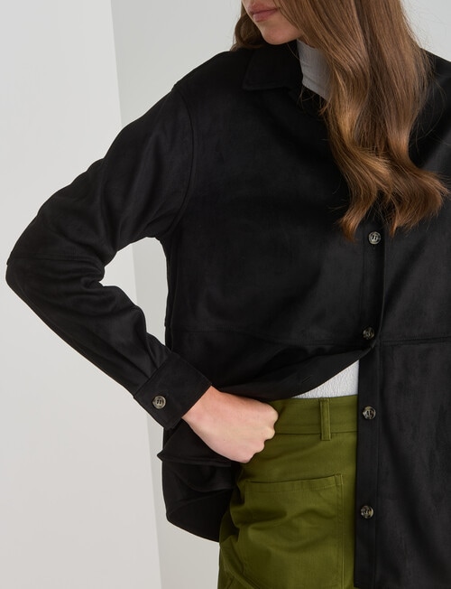Mineral Chauncey Suedette Shacket, Black product photo View 05 L