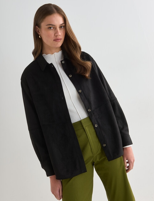 Mineral Chauncey Suedette Shacket, Black product photo View 06 L