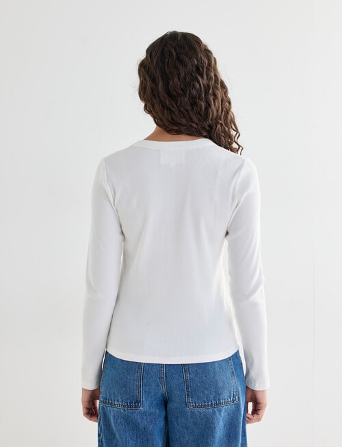 Mineral Hazel Rib Crew Long Sleeve Top, Ivory product photo View 02 L