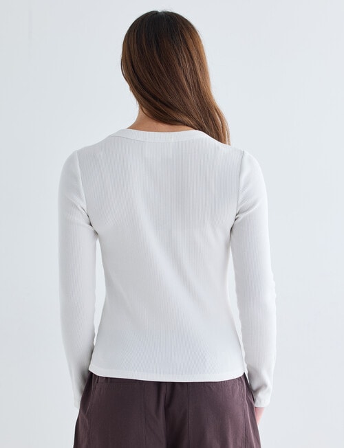 Mineral Hazel Rib Crew Long Sleeve, Ivory product photo View 02 L