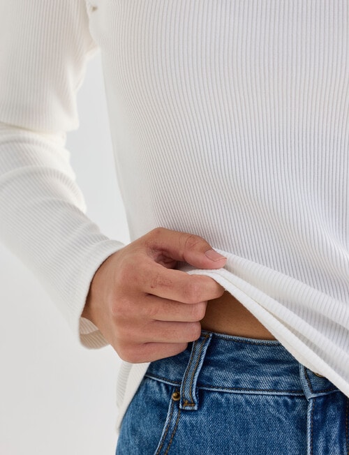 Mineral Hazel Rib Crew Long Sleeve, Ivory product photo View 07 L