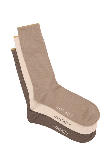 Jockey Gold Top Cotton-Blend Crew Sock, 3-Pack, Equestrian, Coconut Souggle, Deep Shroom product photo