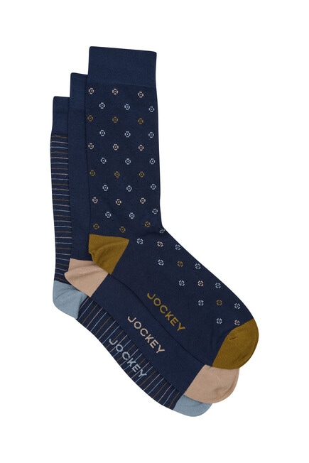 Jockey International Cotton-Blend Crew Sock, 3-Pack, Deepest Navy Dot Pack product photo