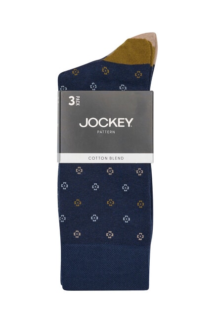 Jockey International Cotton-Blend Crew Sock, 3-Pack, Deepest Navy Dot Pack product photo View 02 L