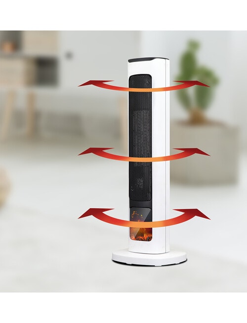 Sheffield Ceramic Tower Heater with Flame, White, PLA1945 product photo View 07 L