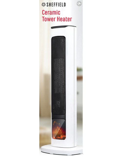 Sheffield Ceramic Tower Heater with Flame, White, PLA1945 product photo View 08 L