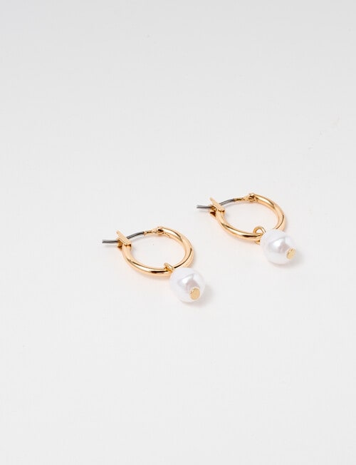 Earsense Pearl Drop Click Hoop, Gold Tone product photo View 03 L