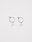 Earsense Pearl Drop Click Hoop, Silver Tone product photo