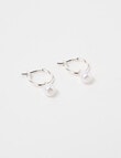 Earsense Pearl Drop Click Hoop, Silver Tone product photo View 03 S