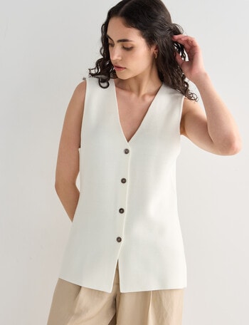 State of play Dahlia Knit Waistcoat, Ivory product photo