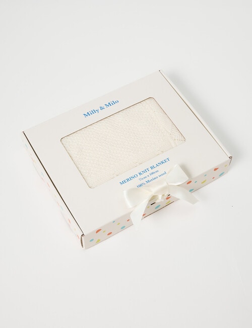 Milly & Milo Merino Bassinet Knit Blanket, Cream product photo View 04 L