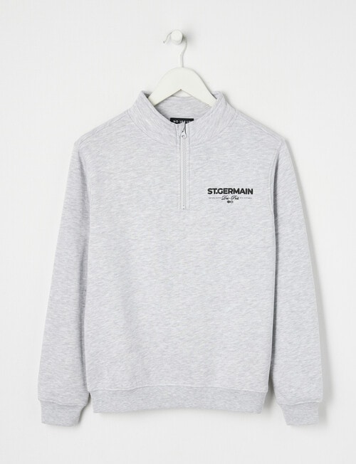 No Issue 1/4 Zip Crew Sweat, Grey Marle product photo