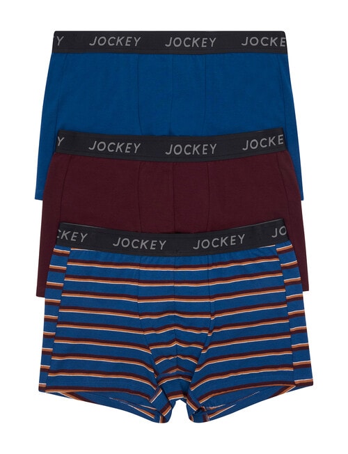 Jockey Comfort Stripe Trunk, 3-Pack, Blue & Burgundy product photo