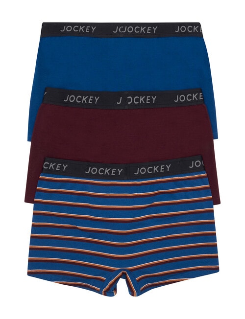 Jockey Comfort Stripe Trunk, 3-Pack, Blue & Burgundy product photo View 02 L
